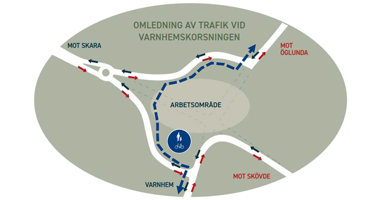 KAarta över trafikflöde vid omledningen