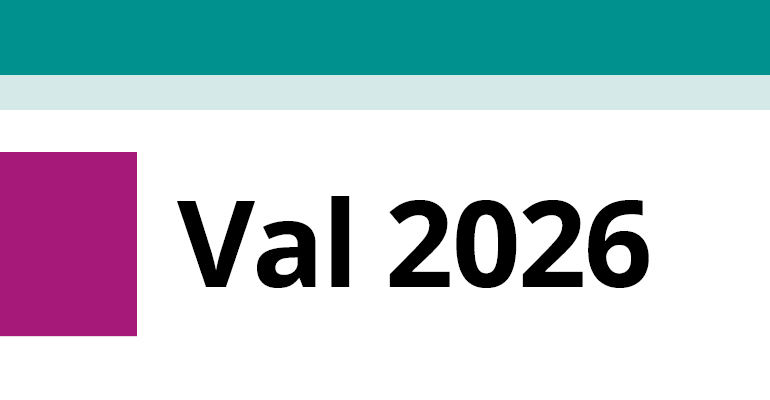 Vit bakgrund med texten Val 2028.